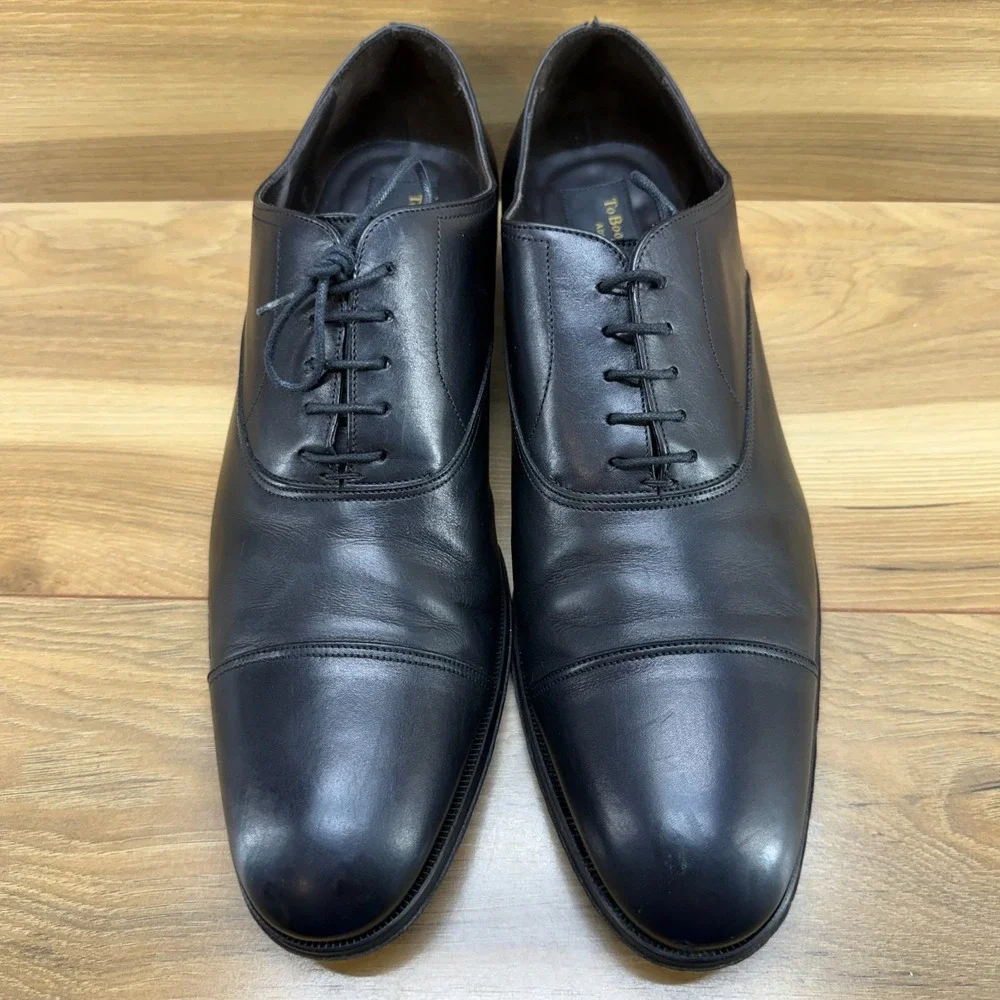 To Boot Adam Derrick New York Mens Derby 11 Black Leather Cap Toe Dress Shoes